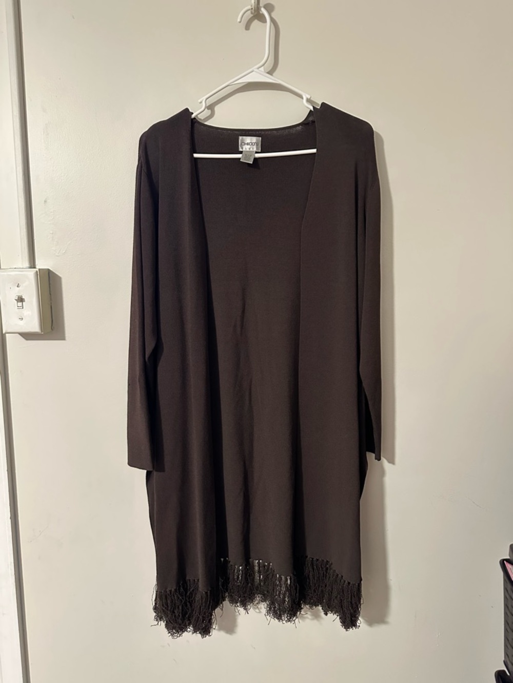 Chico’s long open front cardigan dark brown - Picture 2 of 4